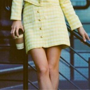 J. Crew Button Front Gingham Tweed Mini Skirt